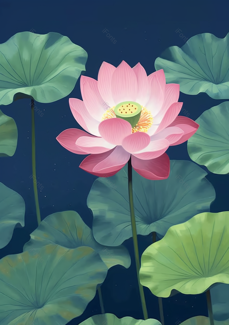 清新自然夏至荷花荷叶手绘插图,插画/手绘图,插画/手绘图库,插画/手绘图下载,插画/手绘